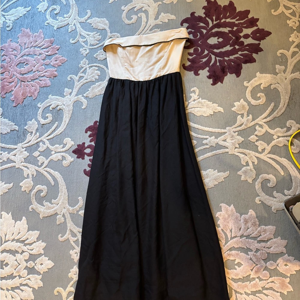 Sophie Rue Black and Cream Strapless Dress